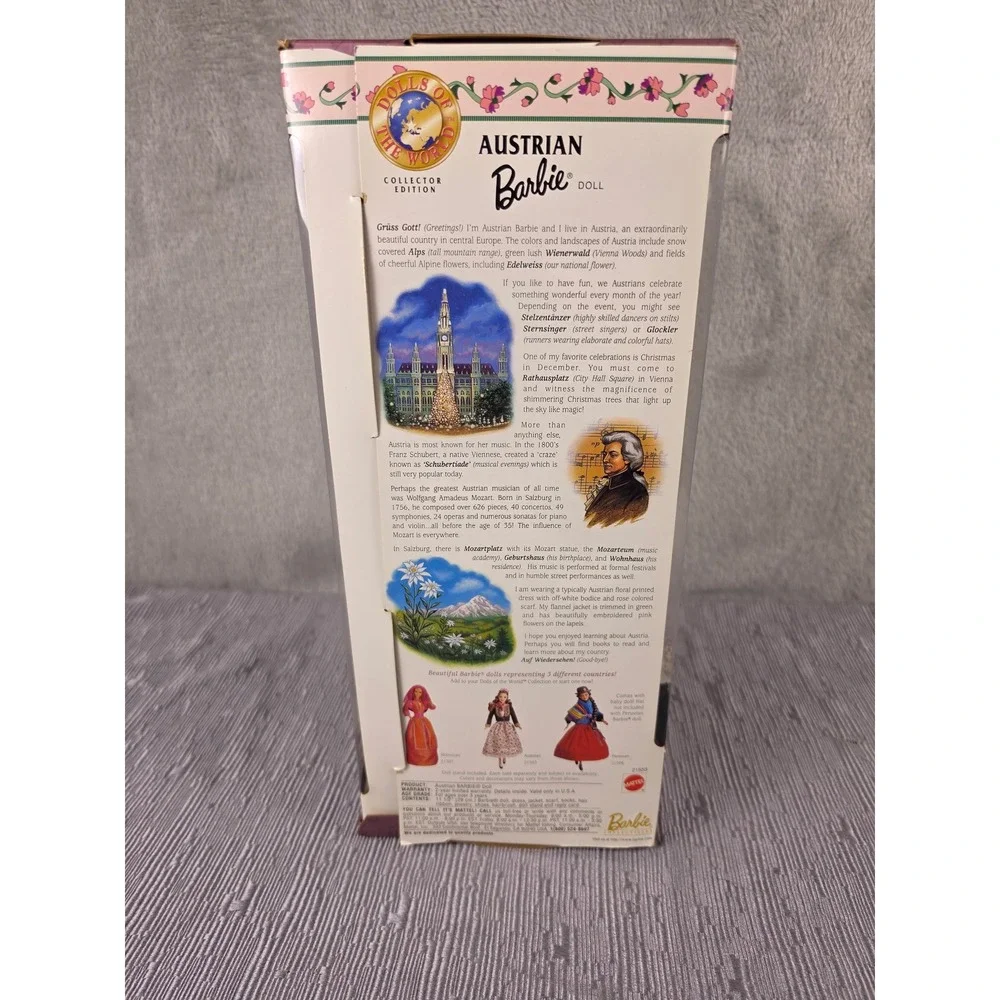 Mattel Austrian Barbie Dolls of the World Collector Edition 1998 Vintage 21553